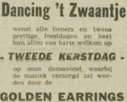 Golden Earring show announcement Leiden - Dancing 't Zwaantje December 26, 1965